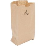 Duro 2 lb. Capacity 5 5/16” x 2 /16” x 7 7/8” Kraft Brown Paper Bag – 30# Basis Weight 250 Ct.