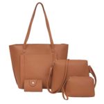 Ammazona Women Four Set Handbag Shoulder Bags Four Pieces Tote Bag Crossbody Wallet (Brown)