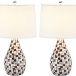 Safavieh Lighting Collection Lauralie Brown Capiz Shell 19.25-inch Table Lamp (Set of 2)