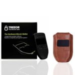 Black Trezor Hardware wallet with CryptoHWwallet Premium Brown Protective Leather case Gift set in retail box and dustbag