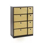 Furinno Econ 13089EX/LB Storage Organizer Cabinet with Bins, Espresso/Light Brown