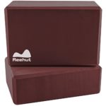Reehut (2-PC) Yoga Blocks, 9″x6″x4″ – High Density EVA Foam Blocks to Support and Deepen Poses, Improve Strength and Aid Balance and Flexibility – Lightweight, Odor Resistant(Brown)