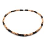 Surfer Necklace Made from Dark Brown, Light Brown and Tiger Brown Coco Beads, Barrel Lock