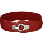 BMC Wide High Waist Silver Metal Hook Eyelet Locking Buckle Elastic Fashion Belt