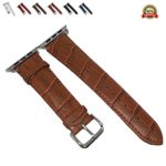 Alligator Leather Apple Watch Band 42mm Replacement i Watch Bands Men / Women of Silver Stainless Steel Buckle Clasp, [Light Brown] Crocodile Pattern Strap for Series 2 & 1 2015 & 2016 Sport / Edition