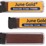 June Gold 330 Brown Colored Lead Refills, 0.5 mm, Fine Thickness for Delicate/Gentle Use with Convenient Dispensers