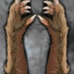Zagone Wolf Gloves, Brown Werewolf Fingers Faux Fur, Gloves