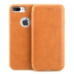 iPhone 7 Plus Case, TORUBIA Genuine Leather Wallet Card Slot Holder Flip Book Design Classic Minimalist Style Lightweight Ultra Thin Slim Fit Full Body Protective Cover Case for iPhone 7 Plus – Brown