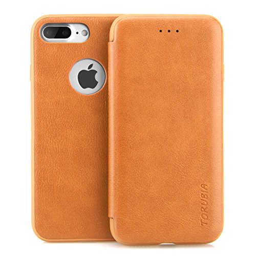 iPhone 7 Plus Case, TORUBIA Genuine Leather Wallet Card Slot Holder
