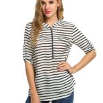 ANGVNS Women Casual Long Sleeve Chiffon Blouse with Zipper