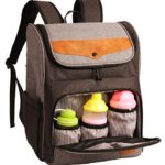 HapTim Multi-function Large Capacity Baby Diaper Bag Backpack,Fashion Cool Gift for Mother Father(Gray+Brown-5309)