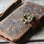 handmade Genuine leather wallet case FOR iphone 7 plus 5.5″ inch case leather case for iphone 7 plus with wristlet (old brown) case -Italian -with Stand