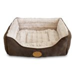 Best Pet Supplies – Premium Faux Leather Polyester Filled Plush Square Bed for Dog and Cat – Large, Dark Brown