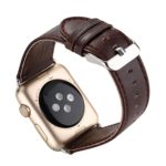 HuanlongTM Apple Watch Band Series 1 Series 2, Genuine Leather Sport Replacement Strap Wrist Band with Metal Adapter Clasp for 42mm Apple Watch / Sport /Edition (dark brown 42mm)
