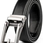 WERFORU Leather Ratchet Dress Belt for Men Perfect Fit Waist Size Up to 44″ with Automatic Buckle