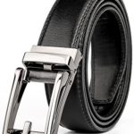 WERFORU Leather Ratchet Dress Belt for Men Perfect Fit Waist Size Up to 44″ with Automatic Buckle