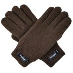 Bruceriver Women’s Pure Wool Knitted Gloves with Thinsulate Lining and Rib Cuff Size XL (Brown)