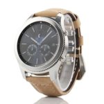 AWSTECH 22mm Vintage Crazy Horse Genuine Leather Watch Band Replacement Strap with Classic Buckle for Samsung Gear S3 Classic SM-R760 and S3 Frontier SM-R770 Smart Watch Light Brown