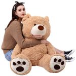 MorisMos Giant Teddy Bear with Big Footprints Plush Stuffed Animals Light Brown 39 inches