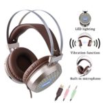 Gaming Headset, Qcute ENMEY-G800 3.5 Virtual Surround Sound Stereo Game Headphone with LED, Vibration function, Built-in Microphone