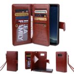 S8 Plus Case ,Tonerone Multi-function 9 Card Slots Detachable 2 in 1 Button-closure of Card Slots and Magnetic Flip Leather Wallet Case For Samsung Galaxy S8 Plus + Brown
