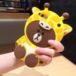 [CaserBay] iPhone 7 Phone Case 4.7″ 3D Cute Giraffe Hat Brown Bear Cartoon Kawaii Soft Silicone Ultra Thick Rubber Case Cover (Giraffe Bear For iPhone 7 4.7″)