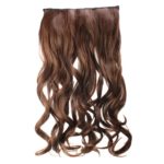AGPtek 24″Full head clip in Synthetic hair extensions human made hair-light brown (Light brown)