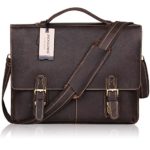 Jack&Chris NEW ARRIVAL Leather Briefcase Twin Buckle Men’s Messenger Bag, Dark Brown, MB002B