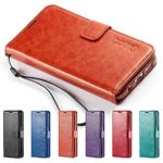 Galaxy S7 Edge Case, HLCT PU Leather Case, With Soft TPU Protective Bumper, Built-In Kickstand, Cash And Card Pockets, For Samsung Galaxy S7 Edge (Brown)