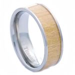 8mm Men’s Titanium Ring Wedding Band Light Brown Veneer Wood inlay Size 8-13 SPJ