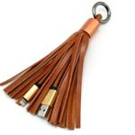 KASOWORKSHOPS USB Genuine Leather Tassel Cable, Retorz 2.4A Charge Sync Cable for iPhone 6S 6 5S 5C 5 SE iPad Air iPod 5th gen and iPod nano 7th gen (Light Brown)