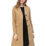 Allegra K Women’s Notched Lapel Button Closure Worsted Long Coat M Brown