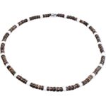 5mm Dark Brown Coco Bead Hawaiian Necklace with White Puka Shell Accents, Barrel Lock