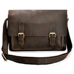 ZLYC Men Vintage Leather Messenger Bag Briefcase Shoulder Bag For 15 Inch Laptop, Dark Brown