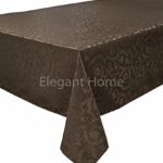 Elegant Home Dark Brown Coffee Chocolate Floral Jacquard Rectangle Tablecloth Heavy Weight Fabric Table Cover for Kitchen Dinning Tabletop Linen Decor (60″ X 104″)