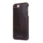 iPhone 7 Plus Case , Original Pierre Cardin Genuine Leather Mobile Phone Back Cover Case for Apple iPhone 7 Plus (Dark Brown)