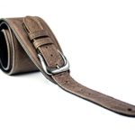 UK Made Brown Vintage Extra Wide Soft Real Leather Guitar Strap with Buckle