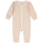 Niteo Baby Organic Cotton Snap Front Coverall, Light Brown, NB