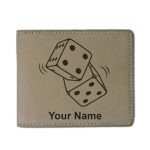 Faux Leather Wallet – Pair of Dice – Personalized Engraving Included (Light Brown)