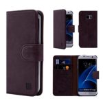 32nd Premium Leather Wallet Case for Samsung Galaxy S7 Edge, case made from genuine luxury Italian leather – Dark Brown