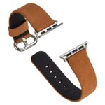 eLander 42mm Top-grain Leather Strap with Stainless Metal Clasp Apple Watch Band for Apple Watch All Models, Suede Leather – Brown