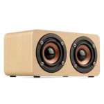Portable Wireless Wooden Bluetooth 4.0 Speaker, Dual Speaker System 10W Output Bluetooth Loudspeaker with Enhanced Bass, Compatible with iPhone, iPad, Samsung, HTC and More (Light brown)