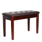 Tenive Dual Padded Wooden Artist Piano Benches Music Keyboard Bench w/ Book Storage,Brown