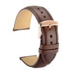 WOCCI Watch Band Replacement Brown Vintage Leather Watch Strap with Rose Gold Pins Clasp and Tool