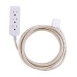 Cordinate Designer 3-Outlet Extension Cord with Surge Protection, Brown Braided Décor Fabric Cord, 10 ft, Low-Profile Plug with Tamper Resistant Safety Outlets, 37916