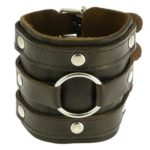 Neptune Giftware Leather Wide Triple Strap Cuff Wrap Gothic Wristband Buckle Fastening