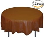 Exquisite 12-Pack Premium Plastic 84-Inch Round Tablecloth – Brown