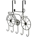 5-Hook Vintage Style Metal Bicycle Shaped Over The Door Hanger Rack w/ Rustic Bronze Finish