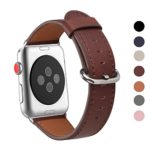 Apple Watch Band 42mm, WFEAGL Retro Top Grain Genuine Leather Band Replacement Strap with Stainless Steel Clasp for iWatch Series 3,Series 2,Series 1,Sport, Edition (Dark Brown Band+Silver Buckle)