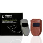 Limited Trezor Crypto Hardware wallet (Grey) with CryptoHWwallet Genuine Brown Protective Leather case and dust bag Gift set in retail box